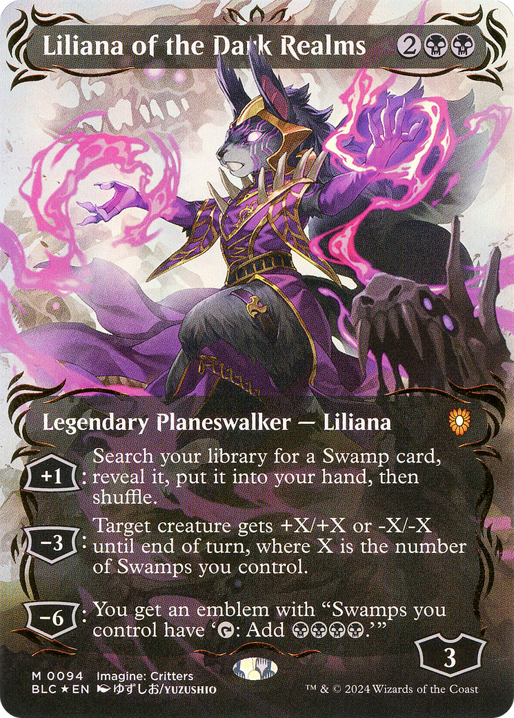 Liliana of the Dark Realms (Borderless) (Raised Foil) (094) Foil - Bloomburrow Commander