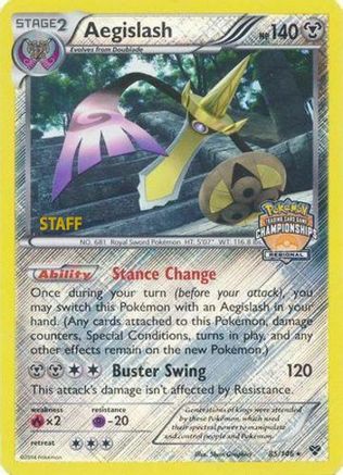 Aegislash (Regional Championships) [Staff] (85) Reverse Holofoil - XY Base Set