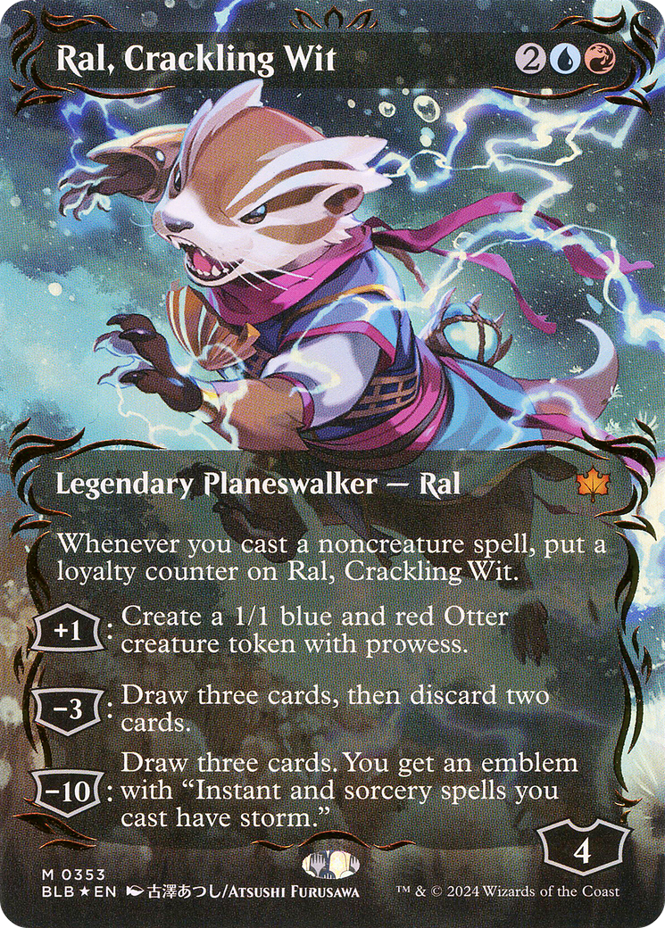Ral, Crackling Wit (Borderless) (Raised Foil) (Showcase) (353) Foil - Bloomburrow