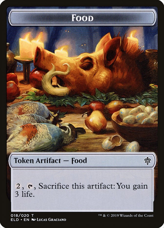 Faerie // Food (18) Double-Sided Token [Throne of Eldraine Tokens] | Silver Goblin