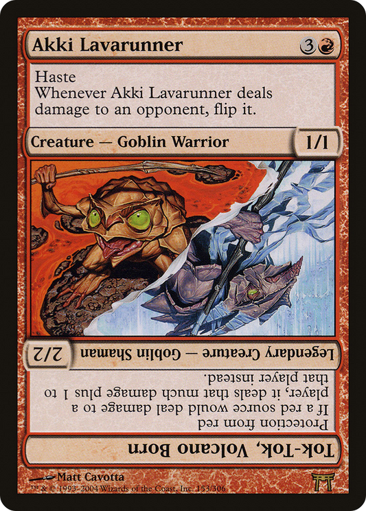 Akki Lavarunner // Tok-Tok, Volcano Born (153) Foil - Champions of Kamigawa