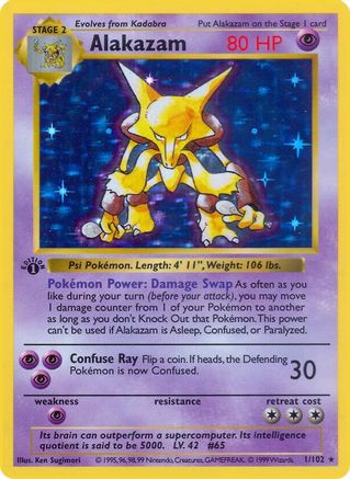 Alakazam (1) (1st Edition) Holofoil - Base Set (Shadowless)