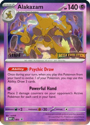Alakazam (Prerelease) [Staff] (3) Holofoil - Black Star Promos