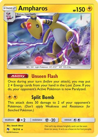 Ampharos (78) Reverse Holofoil - Lost Thunder