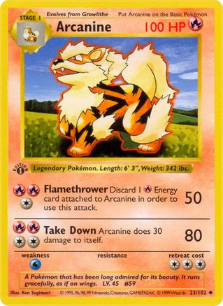 Arcanine (23) (Unlimited) - Base Set (Shadowless)