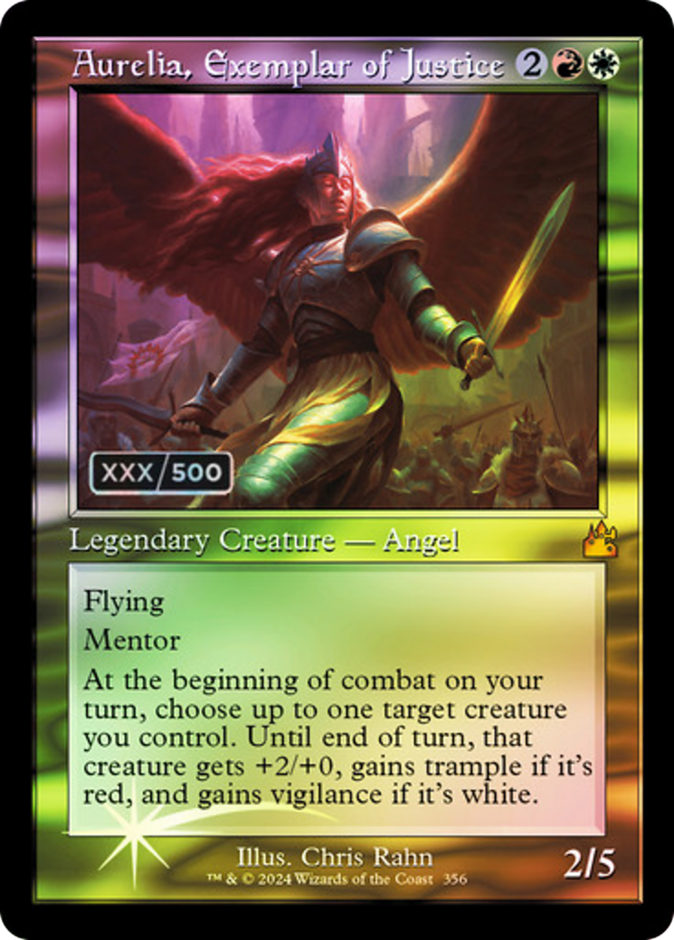 Aurelia, Exemplar of Justice (Retro) (Serial Numbered) (356) Foil - Ravnica Remastered