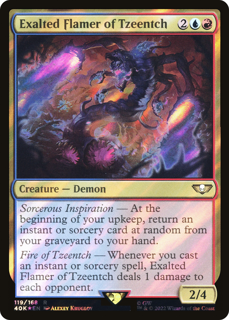 Exalted Flamer of Tzeentch (119) Surge Foil - Warhammer 40,000 Commander