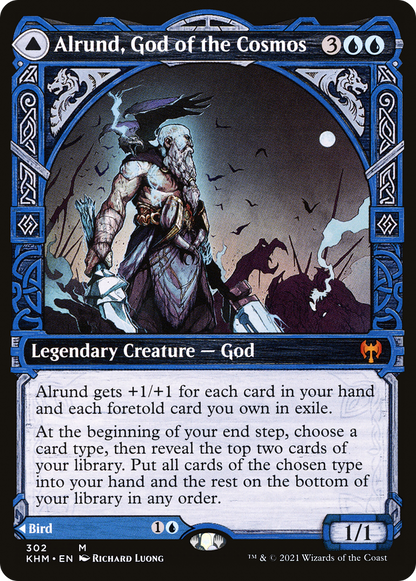Alrund, God of the Cosmos // Hakka, Whispering Raven (Showcase) (302) Foil - Kaldheim