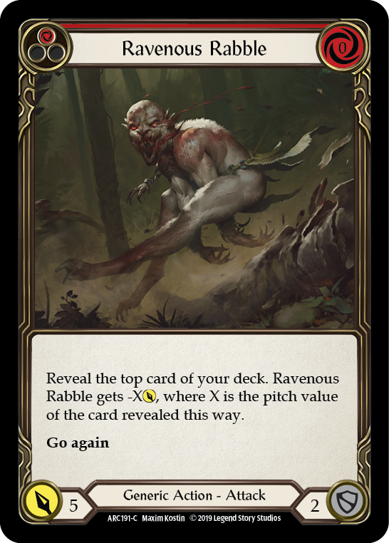 Ravenous Rabble (Red) [ARC191-C] (Arcane Rising)  1st Edition Rainbow Foil | Silver Goblin