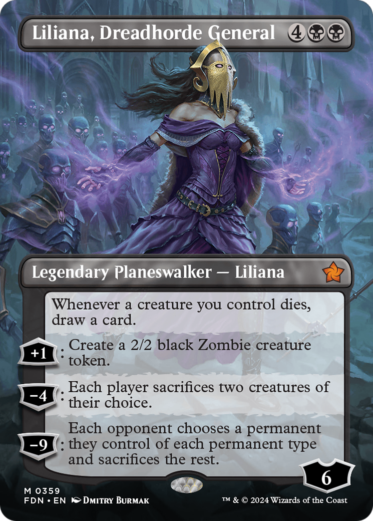Liliana, Dreadhorde General (Borderless) [Foundations] Foil