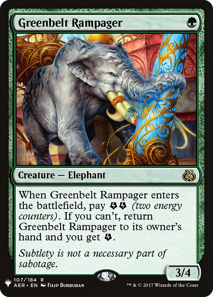 Greenbelt Rampager (AER-107) - The List