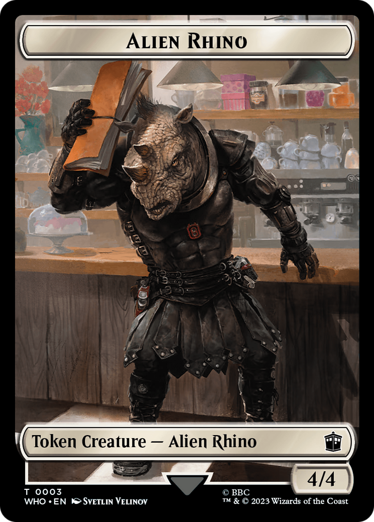 Alien Rhino // Alien Salamander Double-Sided Token [Doctor Who Tokens] | Silver Goblin