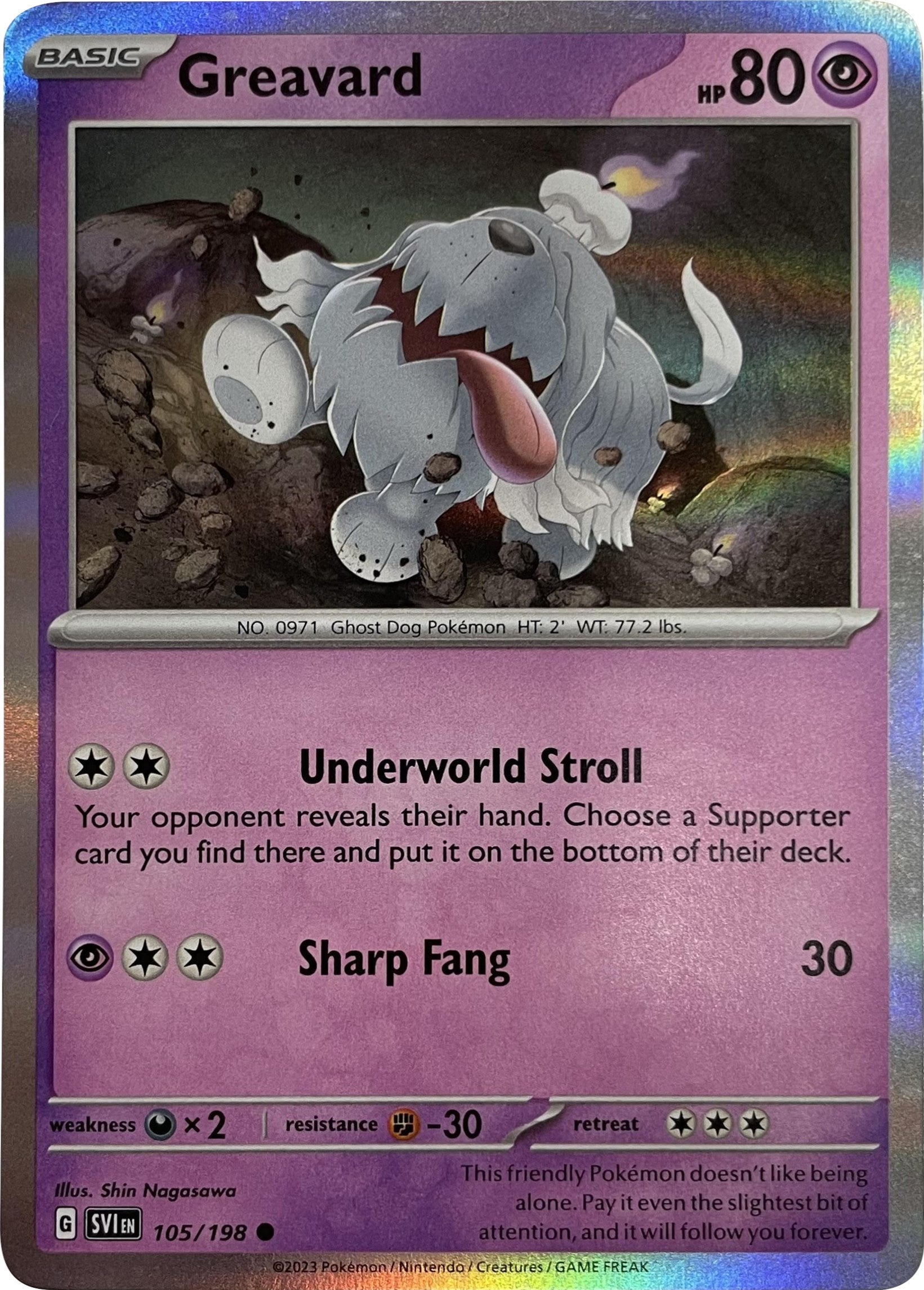 Greavard (105/198) (Mirage Holo) [Scarlet & Violet: Base Set] | Silver Goblin