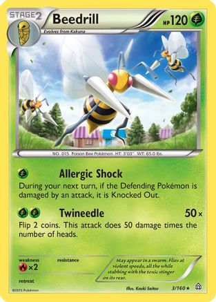 Beedrill (3) Reverse Holofoil - Primal Clash