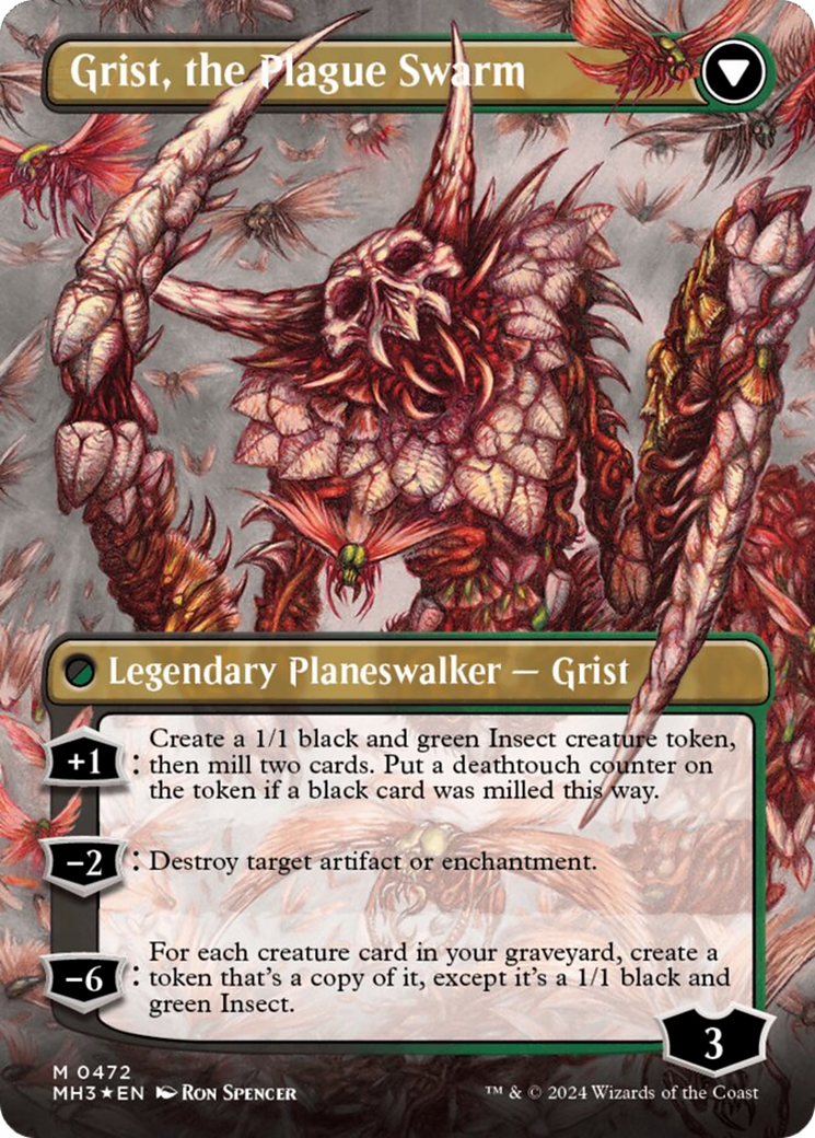 Grist, Voracious Larva // Grist, the Plague Swarm (Borderless) (Textured Foil) [Modern Horizons 3] | Silver Goblin