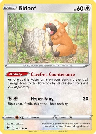 Bidoof (111) - Crown Zenith