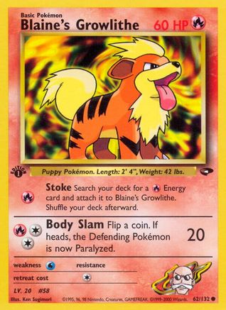 Blaine's Growlithe (62) (1st Edition) - Gym Challenge