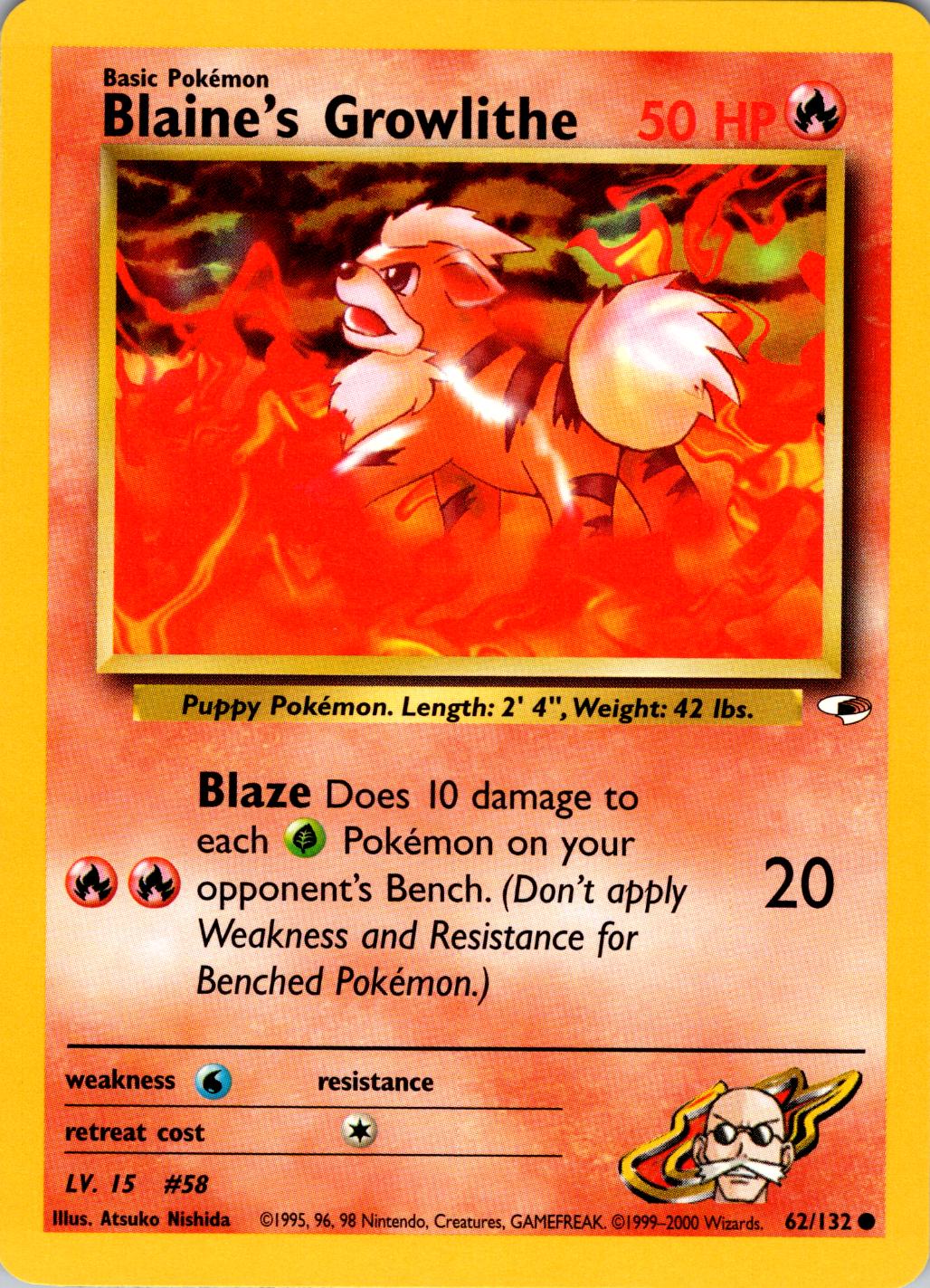 Blaine's Growlithe (62) (Unlimited) - Gym Heroes
