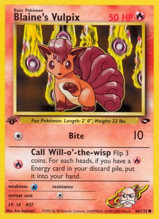 Blaine's Vulpix (66) (1st Edition) - Gym Challenge