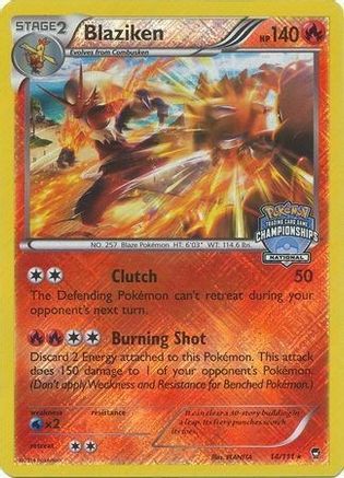 Blaziken (National Championships) (14) Reverse Holofoil - Furious Fists