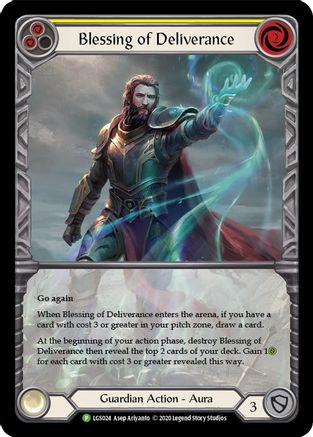 Blessing of Deliverance (Yellow) (Extended Art) (LGS024) Rainbow Foil - Flesh and Blood: Promo Cards
