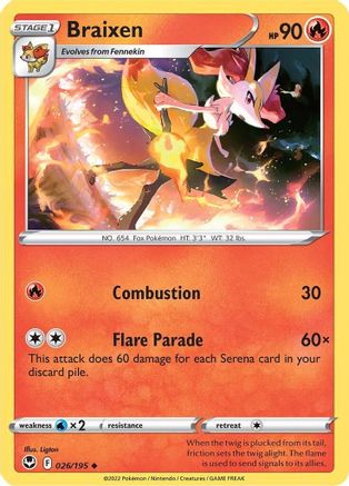 Braixen (26) Reverse Holofoil - Silver Tempest
