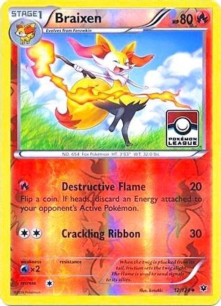 Braixen (Pokemon League) (12) Reverse Holofoil - Fates Collide