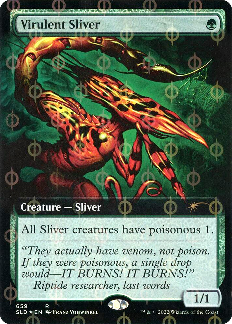 Virulent Sliver (Extended Art) (Step-and-Compleat Foil) [Secret Lair Drop Promos] | Silver Goblin