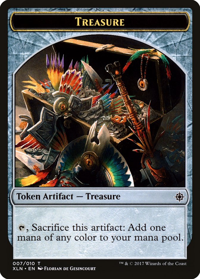 Saproling // Treasure (007) Double-Sided Token [Explorers of Ixalan Tokens] | Silver Goblin