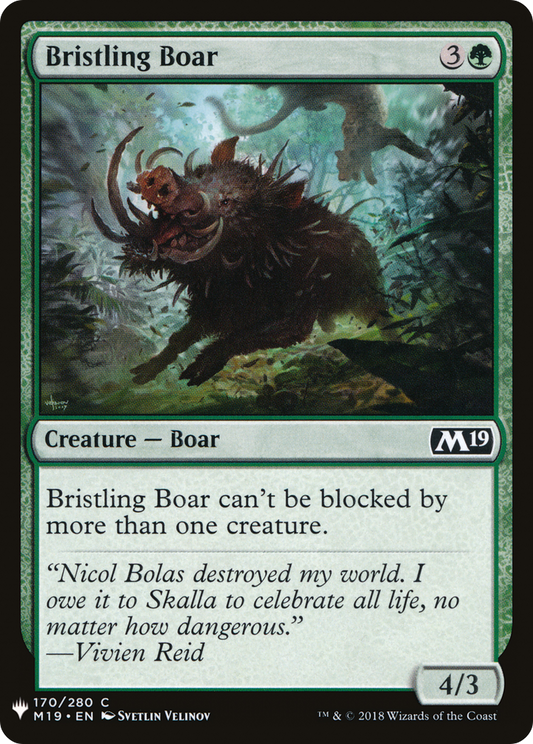 Bristling Boar (M19-170) - The List