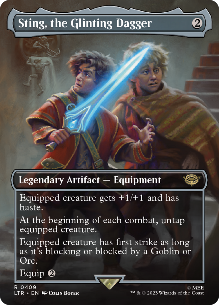 Sting, the Glinting Dagger (Borderless) (409) Foil - The Lord of the Rings: Tales of Middle-earth