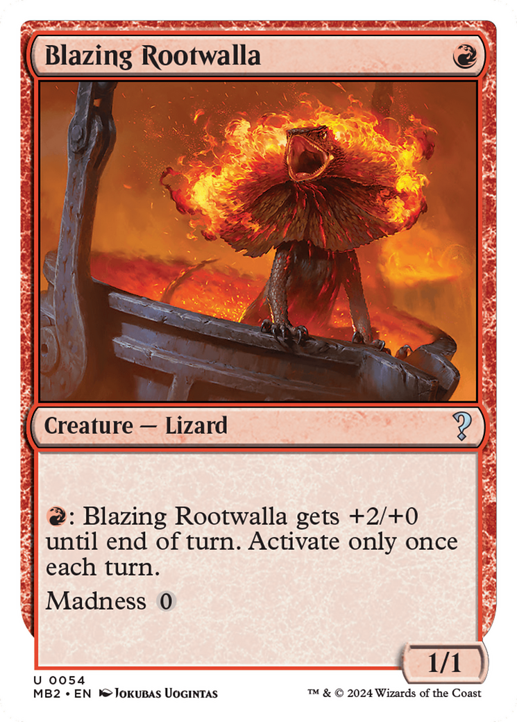 Blazing Rootwalla (White Border) [Mystery Booster 2] | Silver Goblin