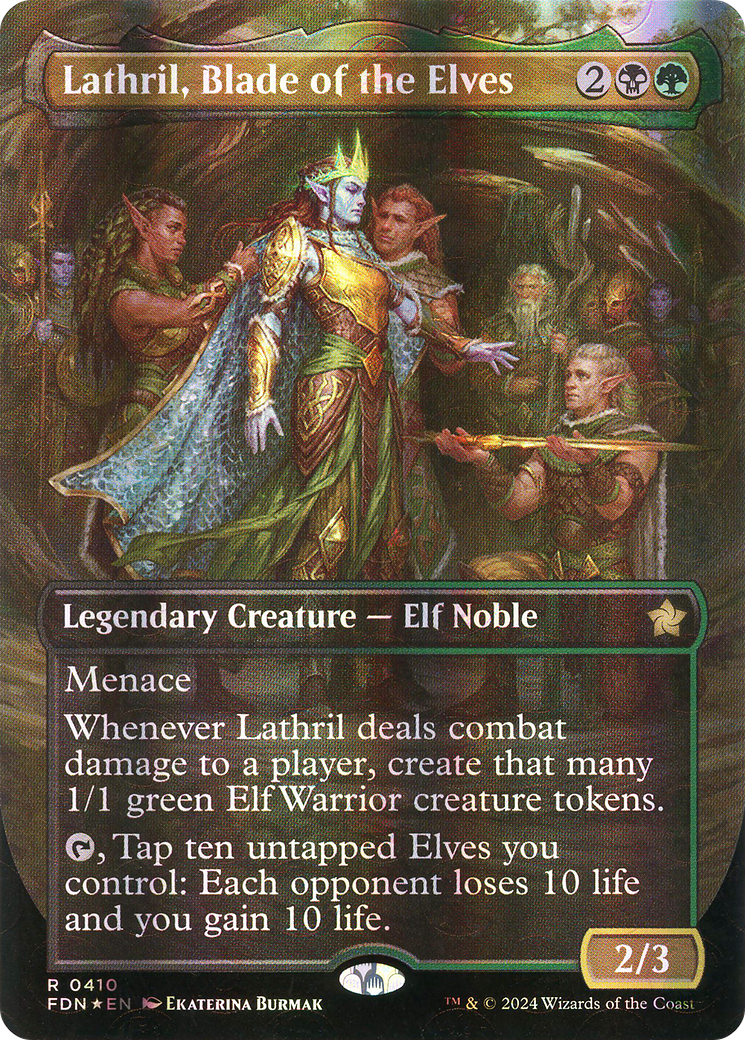 Lathril, Blade of the Elves (Borderless) (Mana Foil) [Foundations] | Silver Goblin