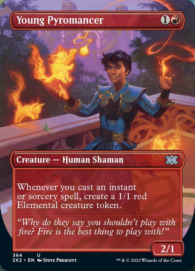 Young Pyromancer (Borderless Alternate Art) [Double Masters 2022] | Silver Goblin