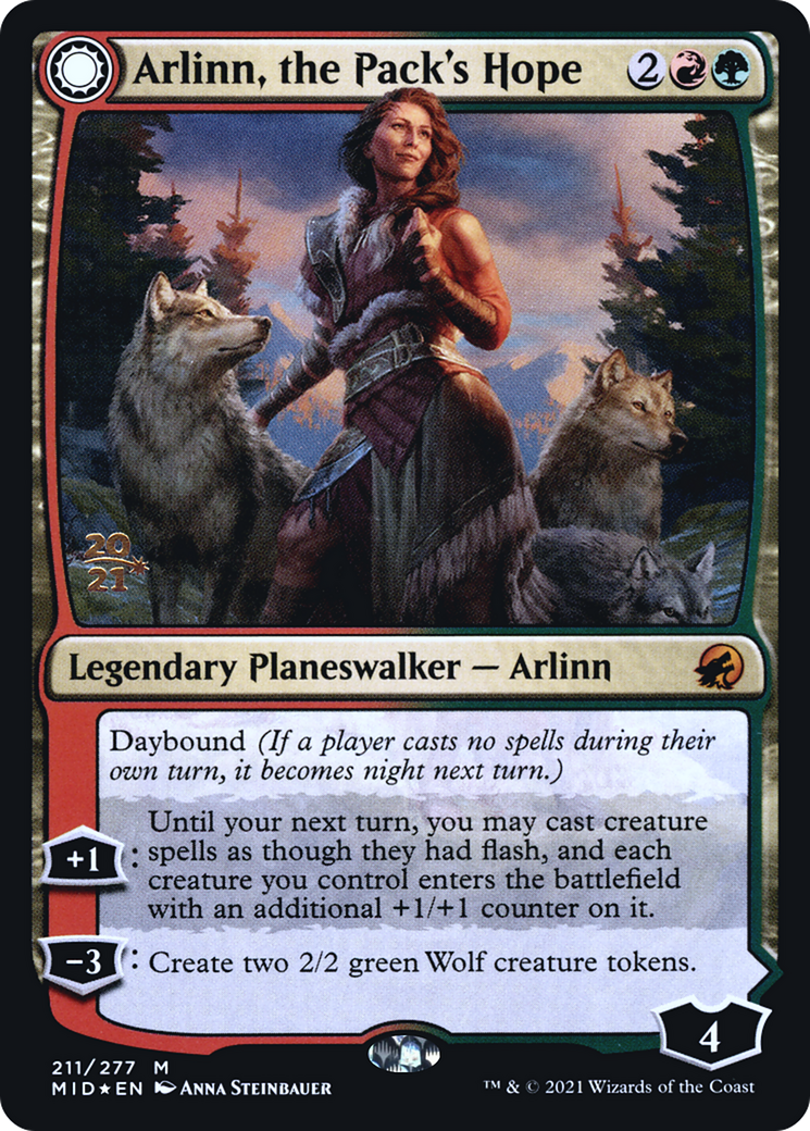 Arlinn, the Pack's Hope // Arlinn, the Moon's Fury (211s) Foil - Innistrad: Midnight Hunt Promos