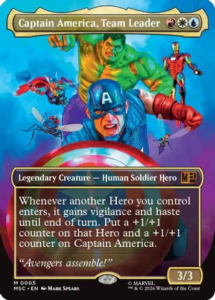 Captain America, Team Leader (Borderless) (005) Foil - Commander: Marvel Super Heroes