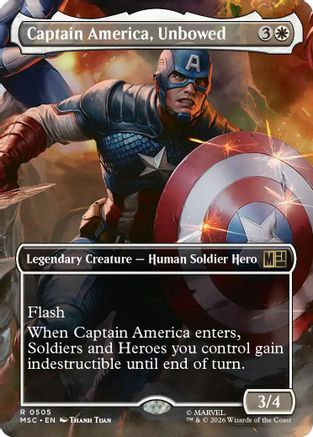 Captain America, Unbowed (Borderless) (505) Foil - Commander: Marvel Super Heroes