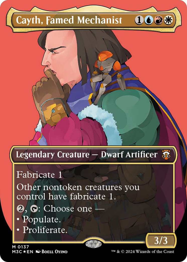 Cayth, Famed Mechanist (Borderless) (137) Ripple Foil - Commander: Modern Horizons 3