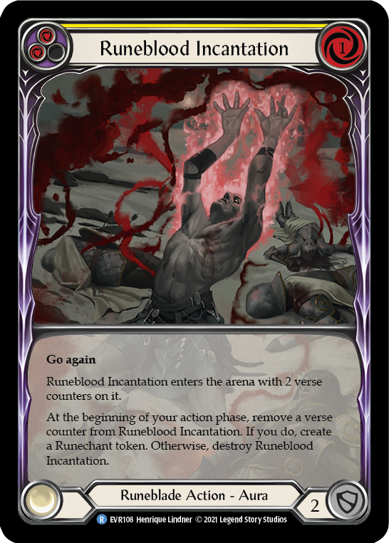 Runeblood Incantation (Yellow) [EVR108] (Everfest)  1st Edition Extended Art Rainbow Foil | Silver Goblin