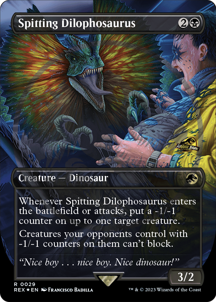Spitting Dilophosaurus (Borderless) (029) Embossed Foil - Jurassic World Collection