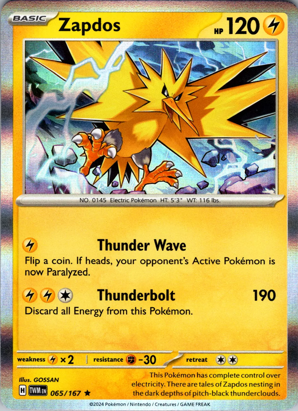 Zapdos (065/167) [Scarlet & Violet: Twilight Masquerade] | Silver Goblin