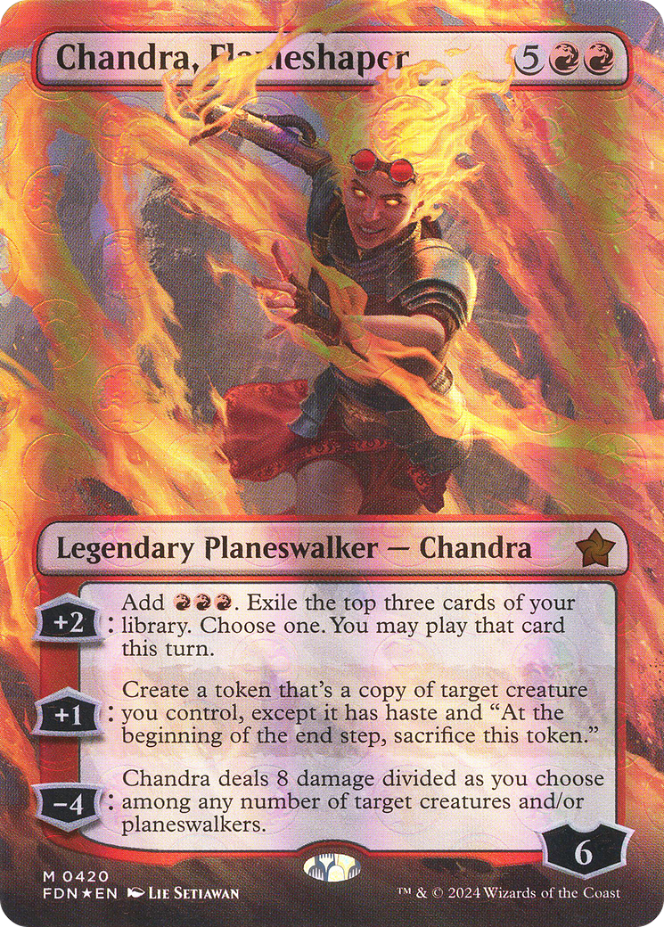 Chandra, Flameshaper (Borderless) (Mana Foil) [Foundations] | Silver Goblin