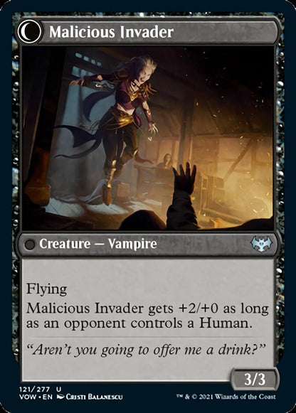 Innocent Traveler // Malicious Invader (121) Foil - Innistrad: Crimson Vow