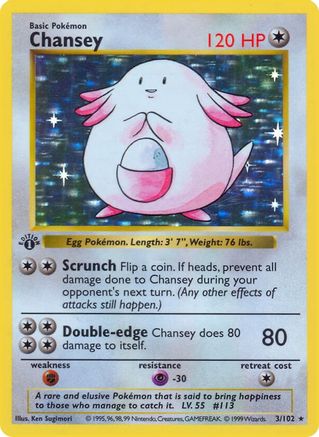 Chansey (3) (Unlimited) Holofoil - Base Set (Shadowless)