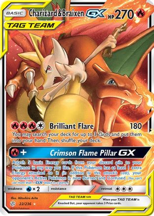 Charizard & Braixen GX (22) Holofoil - Cosmic Eclipse