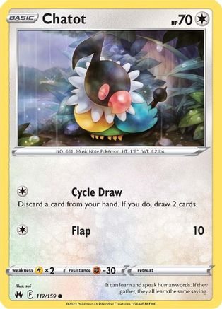 Chatot (112) Reverse Holofoil - Crown Zenith