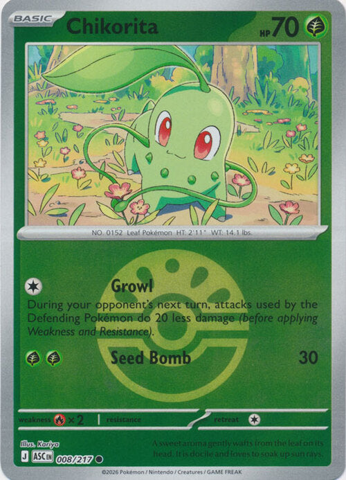 Chikorita (Friend Ball) (8) Reverse Holofoil - Ascended Heroes