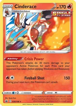 Cinderace (28) Reverse Holofoil - Chilling Reign