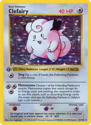 Clefairy (5) (Unlimited) Holofoil - Base Set (Shadowless)