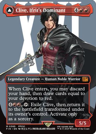 Clive, Ifrit's Dominant // Ifrit, Warden of Inferno (Borderless) (385) Foil - FINAL FANTASY
